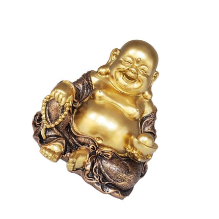 Maitreya Buddha Sculpture Gold Figurines for Fireplace Dining Room Bookshelf