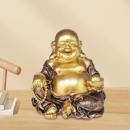 Maitreya Buddha Sculpture Gold Figurines for Fireplace Dining Room Bookshelf