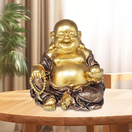 Maitreya Buddha Sculpture Gold Figurines for Fireplace Dining Room Bookshelf