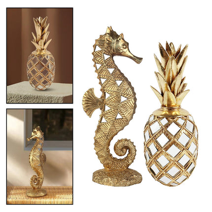 Resin Figurine Art Tabletop Sculpture for Table Centerpieces Bedroom Hallway Seahorse