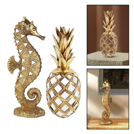 Resin Figurine Art Tabletop Sculpture for Table Centerpieces Bedroom Hallway Seahorse