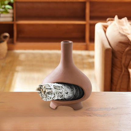 Ceramic Palo Santo Holder Ornament Incense Holder for Desk Office Meditation Red Clay