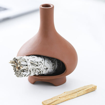Ceramic Palo Santo Holder Ornament Incense Holder for Desk Office Meditation Red Clay