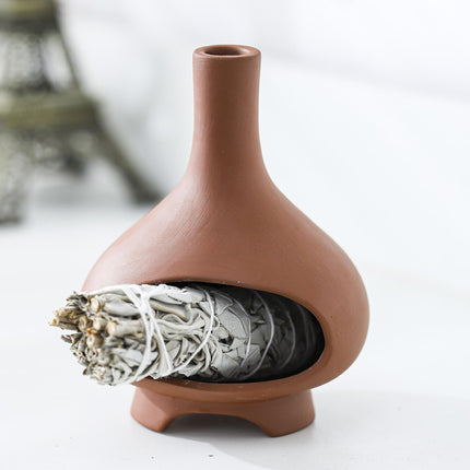 Ceramic Palo Santo Holder Ornament Incense Holder for Desk Office Meditation Red Clay