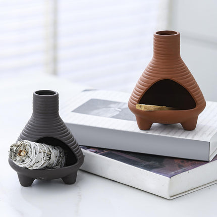 Palo Santo Holder Ceramic Censer Furnishings Dining Room Incense Sage Burner Black