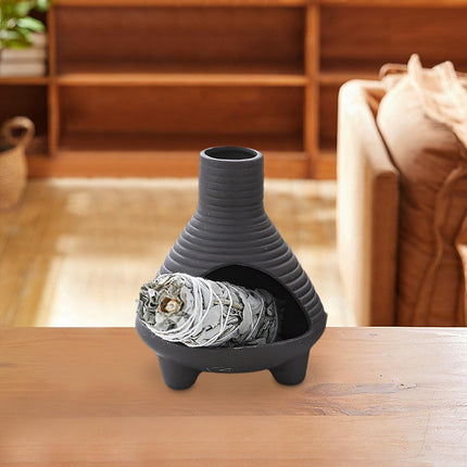 Palo Santo Holder Ceramic Censer Furnishings Dining Room Incense Sage Burner Black