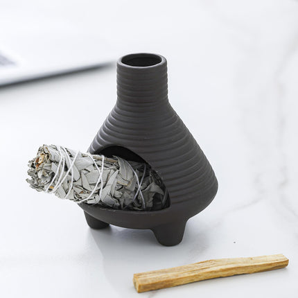 Palo Santo Holder Ceramic Censer Furnishings Dining Room Incense Sage Burner Black