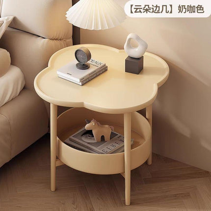 2 Tier Side Table Furniture Simple Organizer Sofa Table for Bed Couch Office light yellow