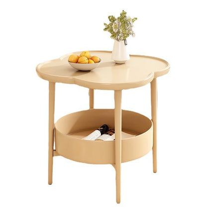 2 Tier Side Table Furniture Simple Organizer Sofa Table for Bed Couch Office light yellow