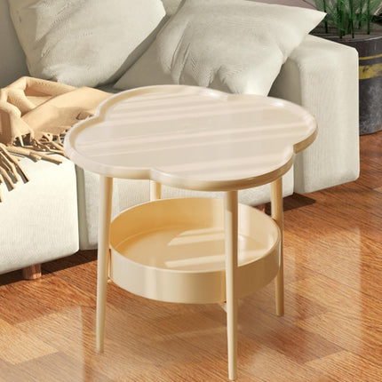 2 Tier Side Table Furniture Simple Organizer Sofa Table for Bed Couch Office light yellow