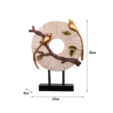 Blessing Birds Sculpture Artwork Desktop Ornament for Entryway Table Cabinet white