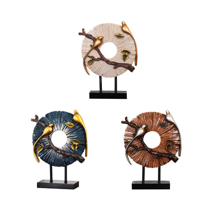 Blessing Birds Sculpture Artwork Desktop Ornament for Entryway Table Cabinet white