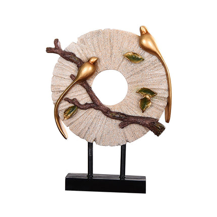 Blessing Birds Sculpture Artwork Desktop Ornament for Entryway Table Cabinet white