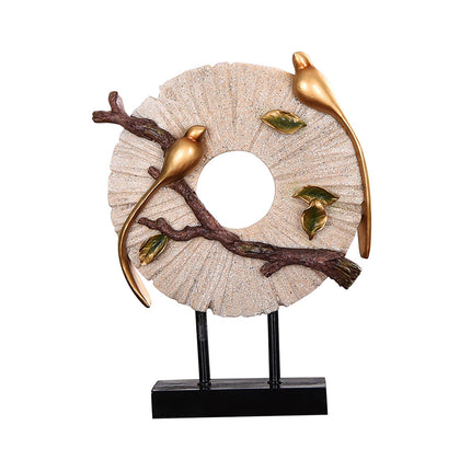 Blessing Birds Sculpture Artwork Desktop Ornament for Entryway Table Cabinet white