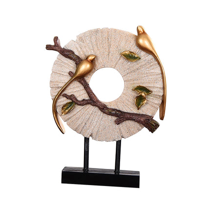 Blessing Birds Sculpture Artwork Desktop Ornament for Entryway Table Cabinet white