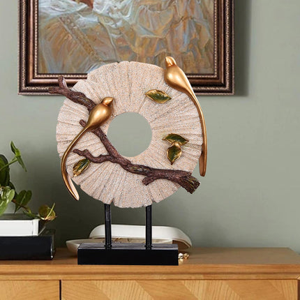 Blessing Birds Sculpture Artwork Desktop Ornament for Entryway Table Cabinet white