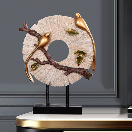 Blessing Birds Sculpture Artwork Desktop Ornament for Entryway Table Cabinet white