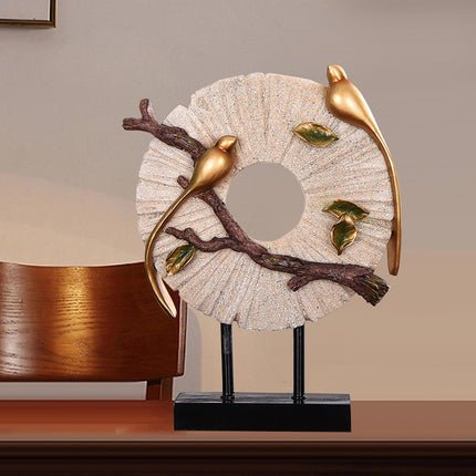 Blessing Birds Sculpture Artwork Desktop Ornament for Entryway Table Cabinet white