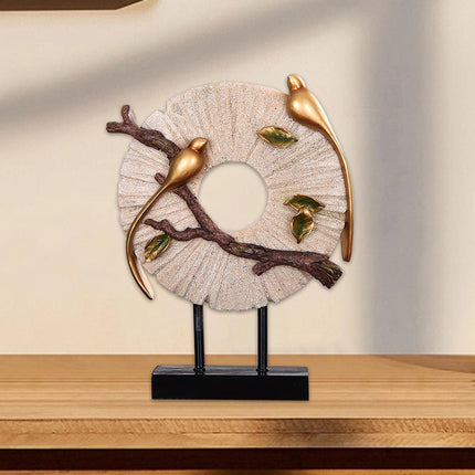 Blessing Birds Sculpture Artwork Desktop Ornament for Entryway Table Cabinet white