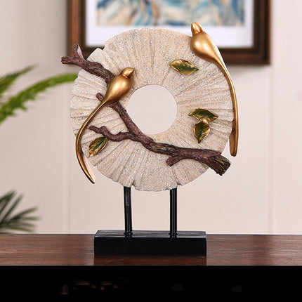 Blessing Birds Sculpture Artwork Desktop Ornament for Entryway Table Cabinet white