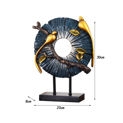 Blessing Birds Sculpture Artwork Desktop Ornament for Entryway Table Cabinet blue