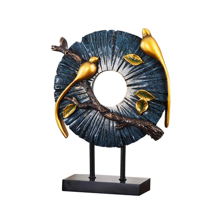 Blessing Birds Sculpture Artwork Desktop Ornament for Entryway Table Cabinet blue