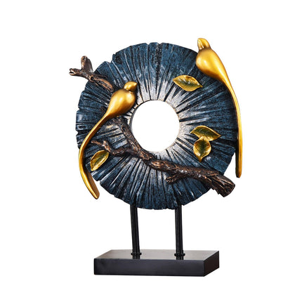 Blessing Birds Sculpture Artwork Desktop Ornament for Entryway Table Cabinet blue