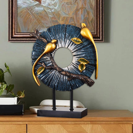 Blessing Birds Sculpture Artwork Desktop Ornament for Entryway Table Cabinet blue