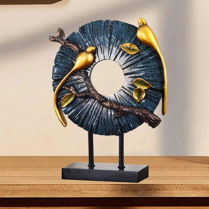 Blessing Birds Sculpture Artwork Desktop Ornament for Entryway Table Cabinet blue