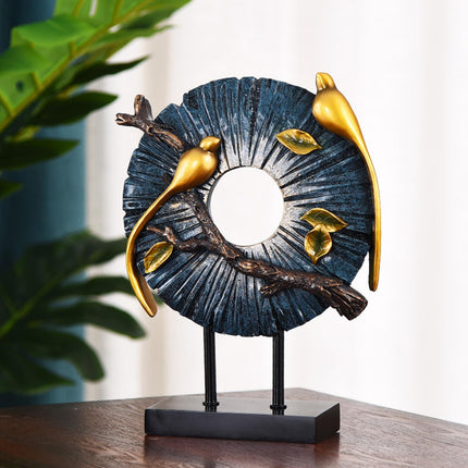 Blessing Birds Sculpture Artwork Desktop Ornament for Entryway Table Cabinet blue