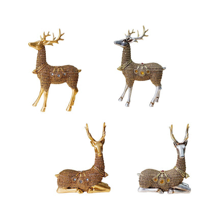 Resin Deer Statues Creative Reindeer Figurines for Table Bookcase Decoration gold standing