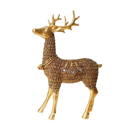Resin Deer Statues Creative Reindeer Figurines for Table Bookcase Decoration gold standing