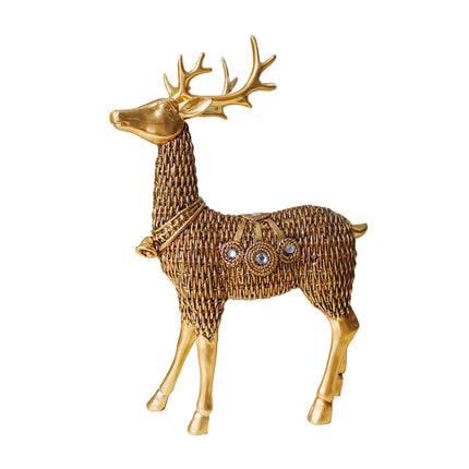 Resin Deer Statues Creative Reindeer Figurines for Table Bookcase Decoration gold standing