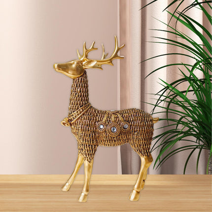 Resin Deer Statues Creative Reindeer Figurines for Table Bookcase Decoration gold standing