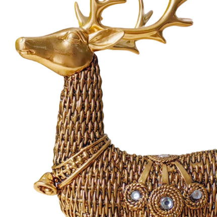 Resin Deer Statues Creative Reindeer Figurines for Table Bookcase Decoration gold standing