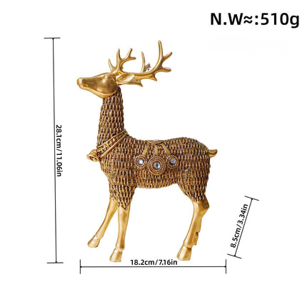 Resin Deer Statues Creative Reindeer Figurines for Table Bookcase Decoration gold standing