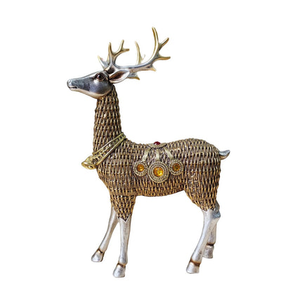 Resin Deer Statues Creative Reindeer Figurines for Table Bookcase Decoration silver standing