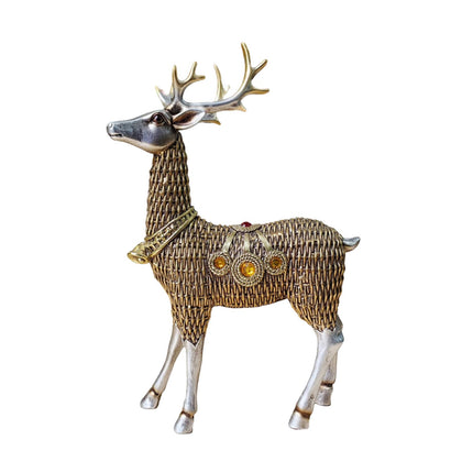 Resin Deer Statues Creative Reindeer Figurines for Table Bookcase Decoration silver standing
