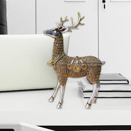 Resin Deer Statues Creative Reindeer Figurines for Table Bookcase Decoration silver standing