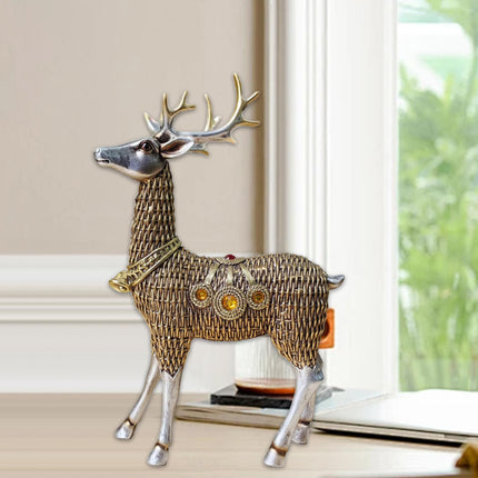 Resin Deer Statues Creative Reindeer Figurines for Table Bookcase Decoration silver standing