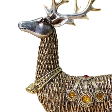 Resin Deer Statues Creative Reindeer Figurines for Table Bookcase Decoration silver standing