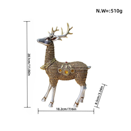 Resin Deer Statues Creative Reindeer Figurines for Table Bookcase Decoration silver standing