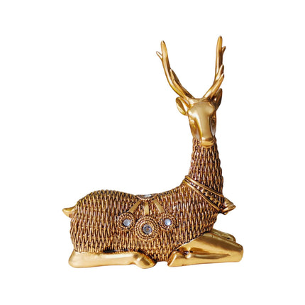Resin Deer Statues Creative Reindeer Figurines for Table Bookcase Decoration gold sit