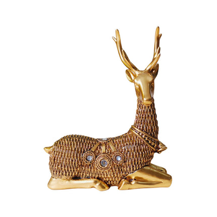Resin Deer Statues Creative Reindeer Figurines for Table Bookcase Decoration gold sit