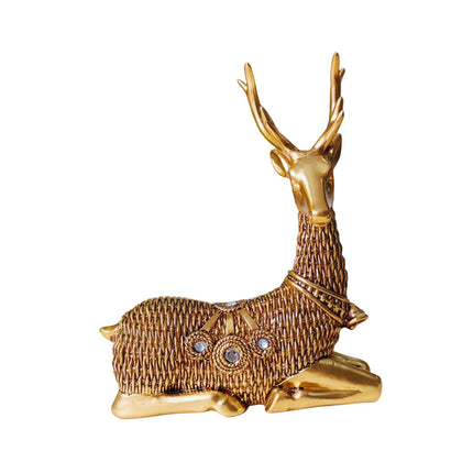 Resin Deer Statues Creative Reindeer Figurines for Table Bookcase Decoration gold sit