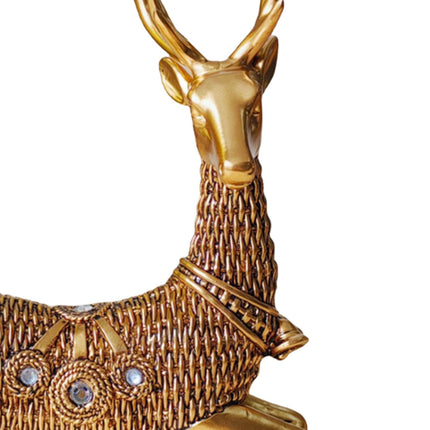 Resin Deer Statues Creative Reindeer Figurines for Table Bookcase Decoration gold sit