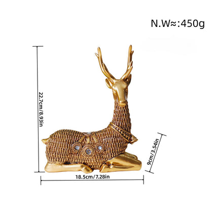 Resin Deer Statues Creative Reindeer Figurines for Table Bookcase Decoration gold sit