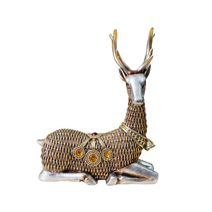 Resin Deer Statues Creative Reindeer Figurines for Table Bookcase Decoration silver sit
