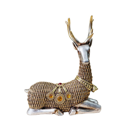 Resin Deer Statues Creative Reindeer Figurines for Table Bookcase Decoration silver sit