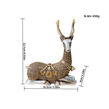 Resin Deer Statues Creative Reindeer Figurines for Table Bookcase Decoration silver sit